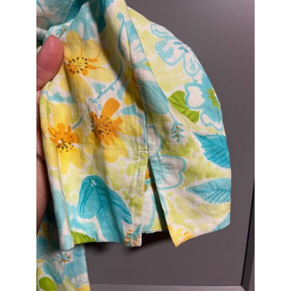 Saks Fifth Avenue Real Clothes 100% Linen Long Sleeve Button Up Floral Print 8 - Picture 3 of 8